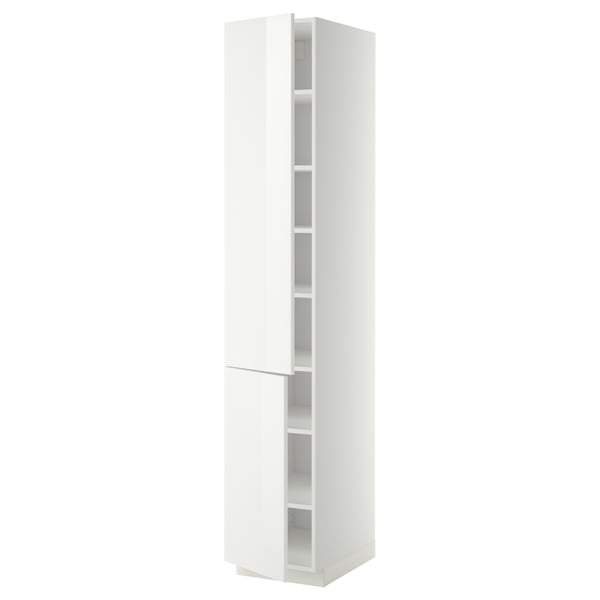 METOD - METOD High cabinet with shelves/2 doors, white/Ringhult white, 40x60x220 cm