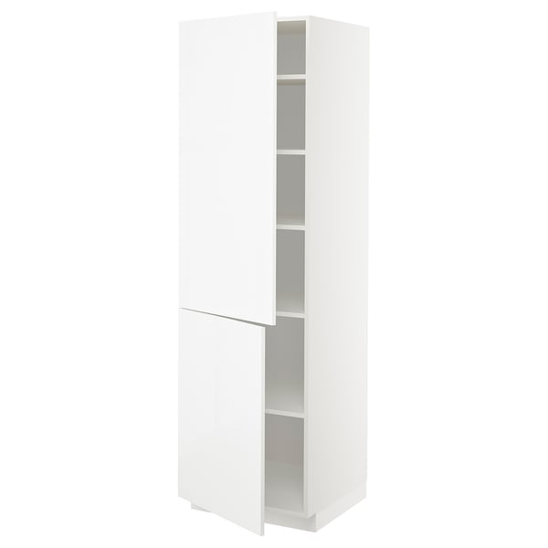 METOD - METOD High cabinet with shelves/2 doors, white/Ringhult white, 60x60x200 cm