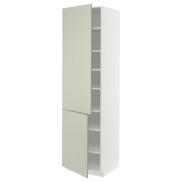 METOD - METOD High cabinet with shelves/2 doors, white/Stensund light green, 60x60x220 cm