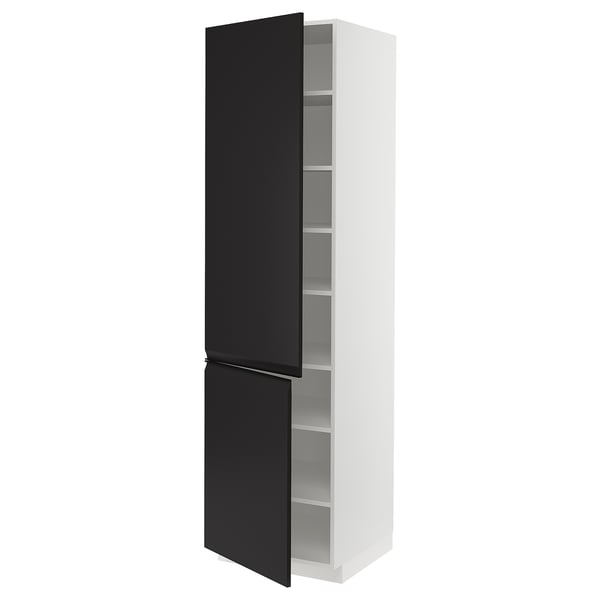 METOD high cabinet with shelves/2 doors, white/Upplöv matt anthracite, 60x60x220 cm
