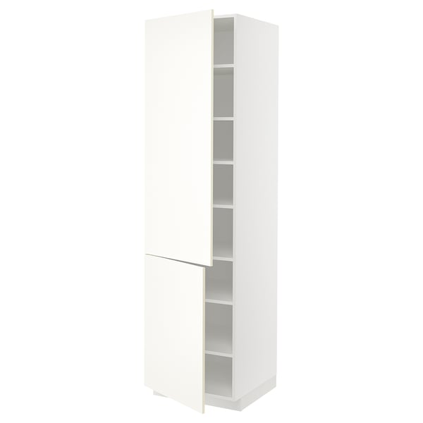 METOD - METOD High cabinet with shelves/2 doors, white/Vallstena white, 60x60x220 cm
