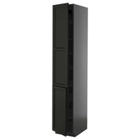 METOD high cabinet with shelves/2 doors, black-grey/Lerhyttan black stained, 40x60x220 cm