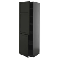 METOD high cabinet with shelves/2 doors, black-grey/Lerhyttan black stained, 60x60x200 cm