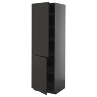 METOD high cabinet with shelves/2 doors, black-grey/Nickebo matt anthracite, 60x60x200 cm
