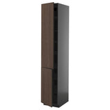 METOD high cabinet with shelves/2 doors, black-grey/Sinarp brown, 40x60x220 cm