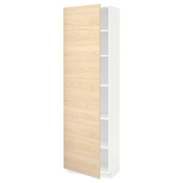 METOD high cabinet with shelves, white/Askersund light ash effect, 60x37x200 cm