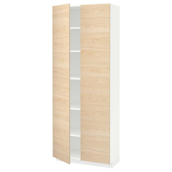 METOD - METOD High cabinet with shelves, white/Askersund light ash effect, 80x37x200 cm