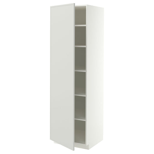 METOD high cabinet with shelves, white/Aspudden light grey, 60x60x200 cm
