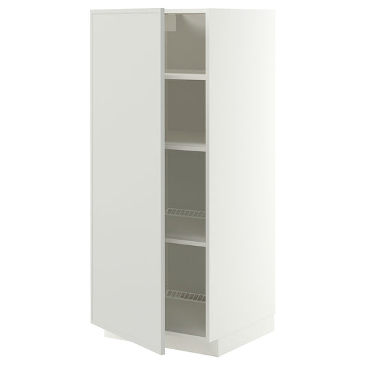 METOD high cabinet with shelves, white/Aspudden light grey, 60x60x140 cm