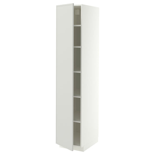 METOD high cabinet with shelves, white/Aspudden light grey, 40x60x200 cm