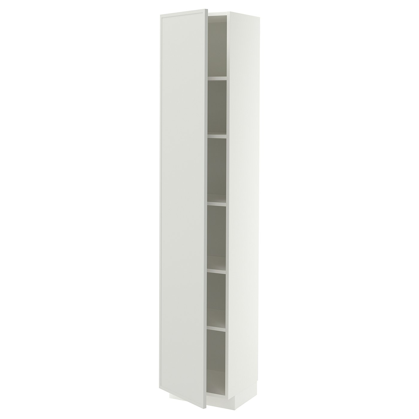 METOD high cabinet with shelves, white/Aspudden light grey, 40x37x200 cm