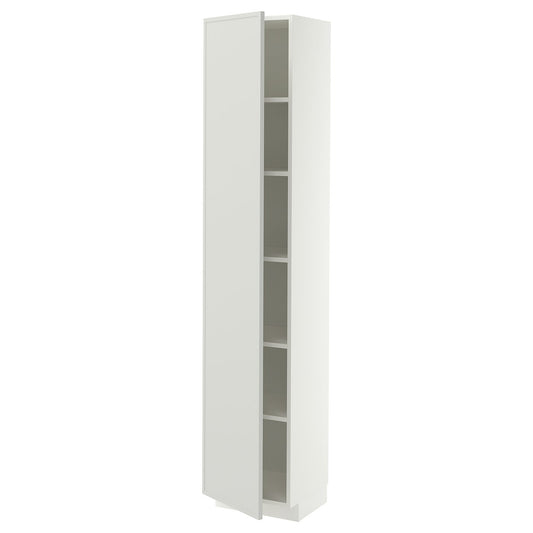 METOD high cabinet with shelves, white/Aspudden light grey, 40x37x200 cm