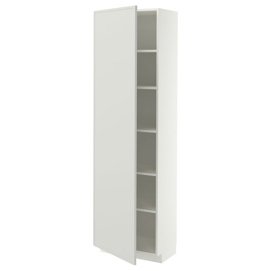 METOD high cabinet with shelves, white/Aspudden light grey, 60x37x200 cm