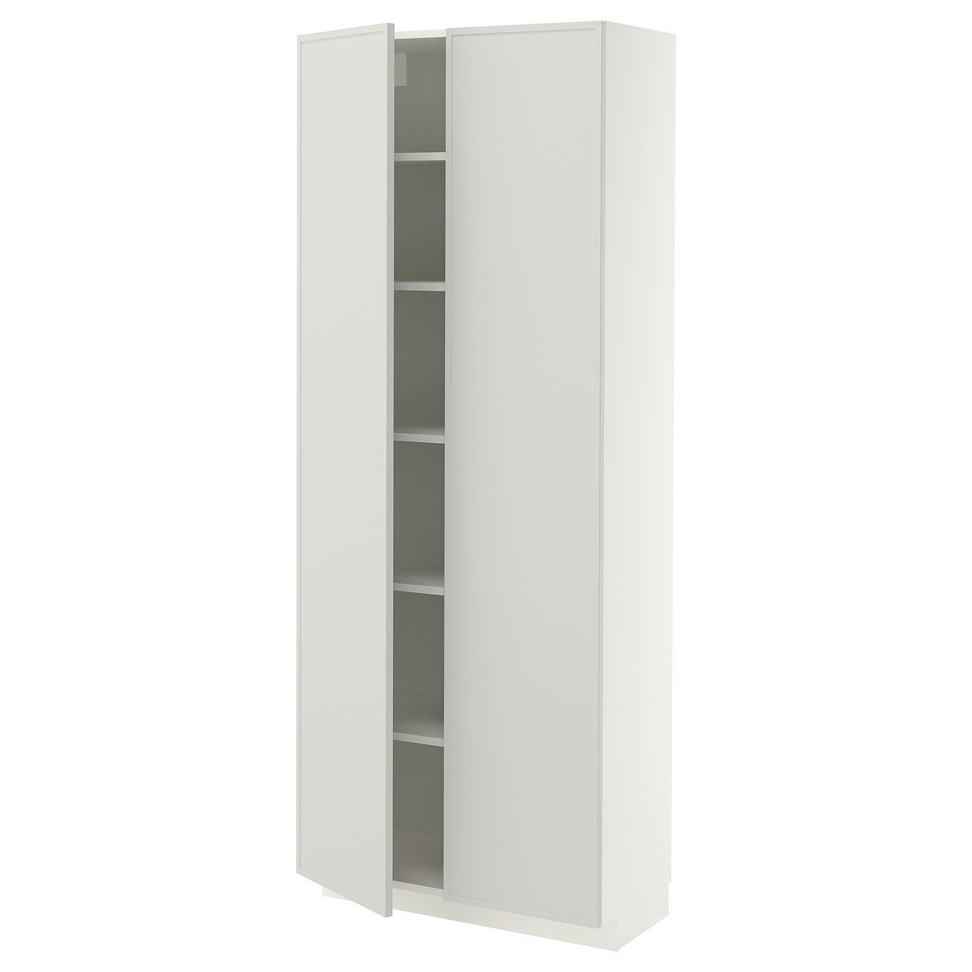 METOD high cabinet with shelves, white/Aspudden light grey, 80x37x200 cm