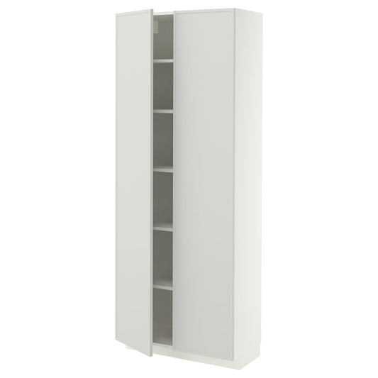METOD high cabinet with shelves, white/Aspudden light grey, 80x37x200 cm