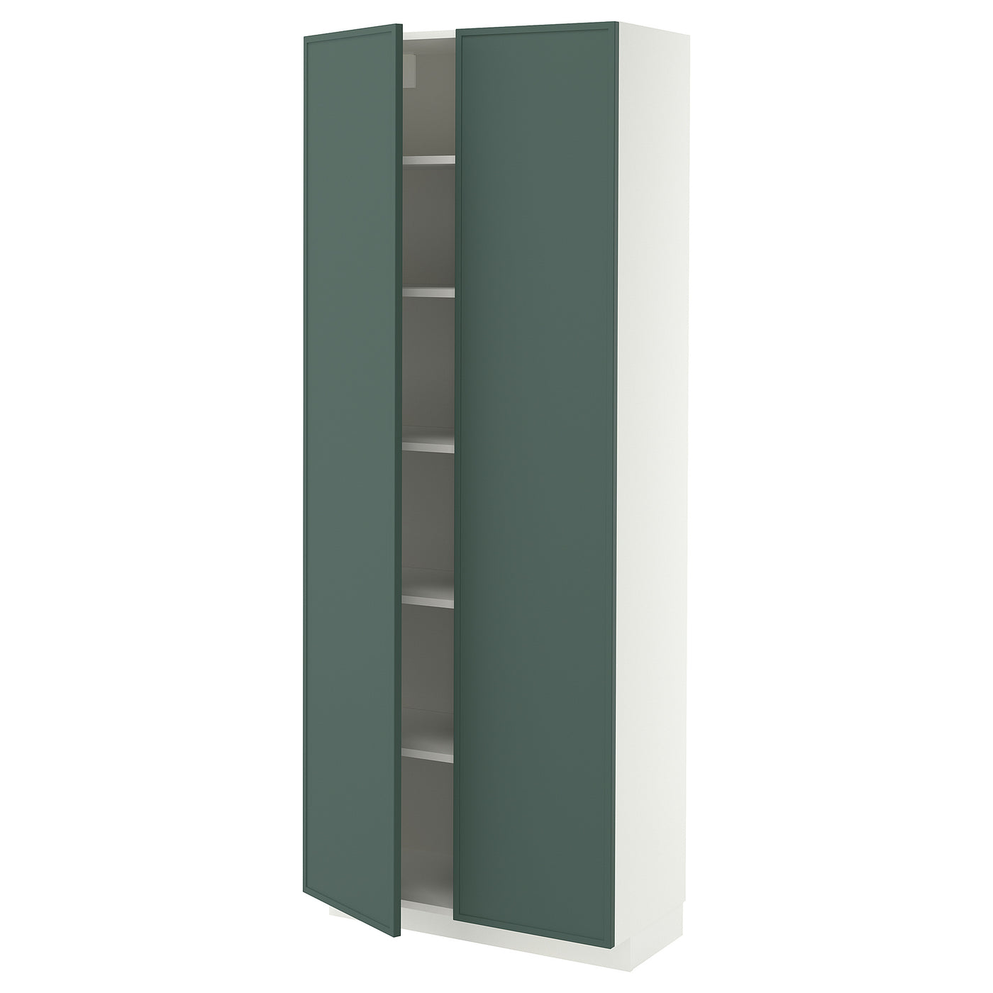 METOD high cabinet with shelves, white/Aspudden dark grey-green, 80x37x200 cm