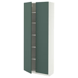 METOD high cabinet with shelves, white/Aspudden dark grey-green, 80x37x200 cm