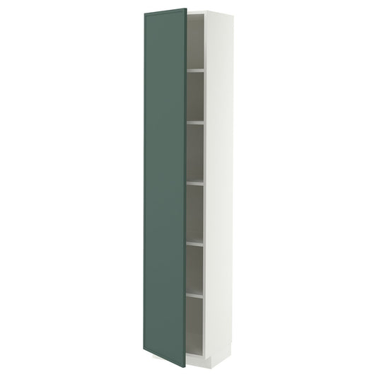 METOD high cabinet with shelves, white/Aspudden dark grey-green, 40x37x200 cm