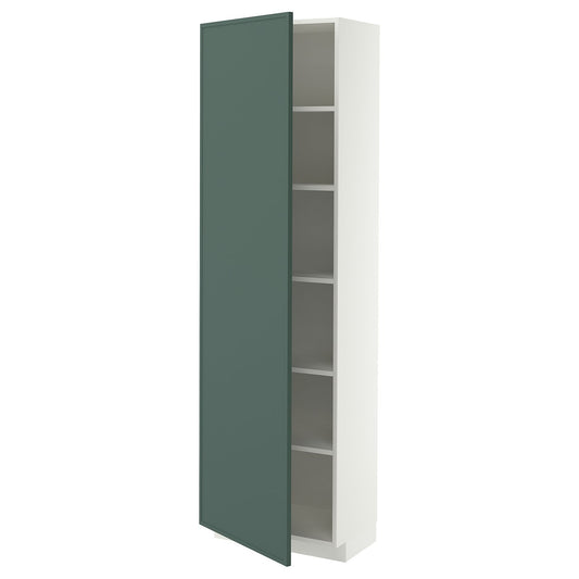METOD high cabinet with shelves, white/Aspudden dark grey-green, 60x37x200 cm