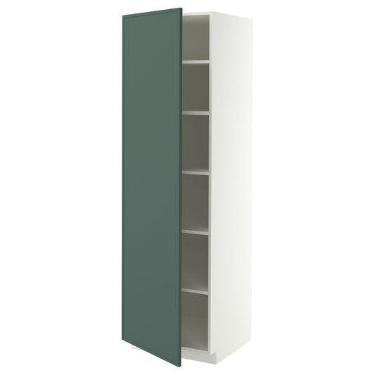 METOD high cabinet with shelves, white/Aspudden dark grey-green, 60x60x200 cm