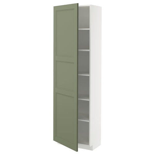 METOD high cabinet with shelves, white/Axstad grey-green, 60x37x200 cm