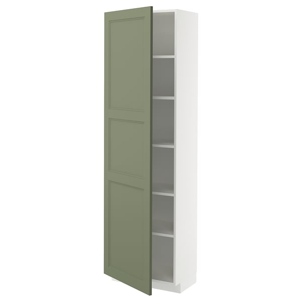 METOD - METOD High cabinet with shelves, white/Axstad grey-green, 60x37x200 cm