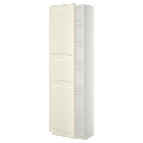 METOD high cabinet with shelves, white/Bodbyn off-white, 60x37x200 cm