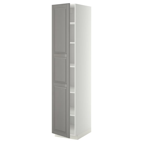 METOD - METOD High cabinet with shelves, white/Bodbyn grey, 40x60x200 cm