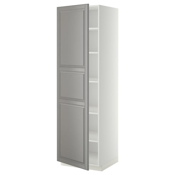 METOD - METOD High cabinet with shelves, white/Bodbyn grey, 60x60x200 cm