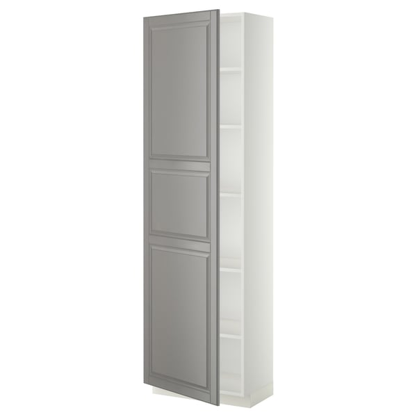 METOD - METOD High cabinet with shelves, white/Bodbyn grey, 60x37x200 cm