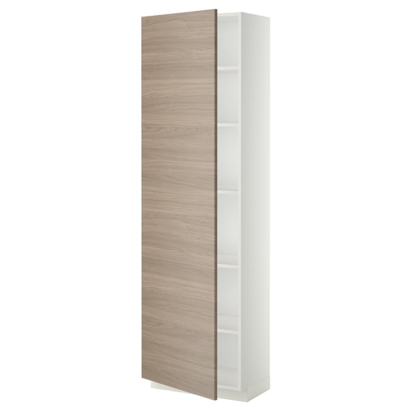 METOD high cabinet with shelves, white/Brokhult light grey