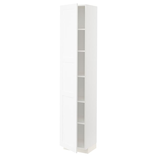 METOD high cabinet with shelves, white Enköping/white wood effect, 40x37x200 cm