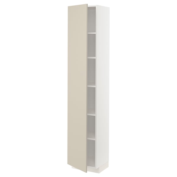 METOD high cabinet with shelves, white/Havstorp beige, 40x37x200 cm