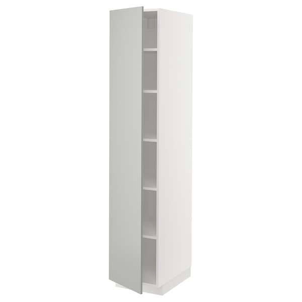 METOD - Tall cabinet with shelves, white/Havstorp light grey,40x60x200 cm