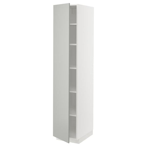 METOD high cabinet with shelves, white/Havstorp light grey, 40x60x200 cm