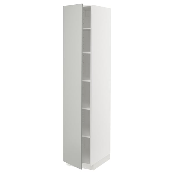 METOD - METOD High cabinet with shelves, white/Havstorp light grey, 40x60x200 cm
