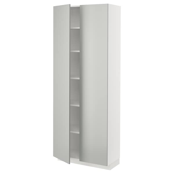 METOD - High cabinet with shelves, white/Havstorp light grey, 80x37x200 cm