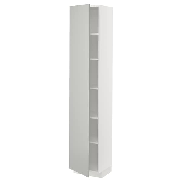 METOD - High cabinet with shelves, white/Havstorp light grey, 40x37x200 cm