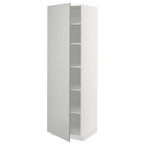 METOD high cabinet with shelves, white/Havstorp light grey, 60x60x200 cm
