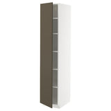 METOD high cabinet with shelves, white/Havstorp brown-beige, 40x60x200 cm