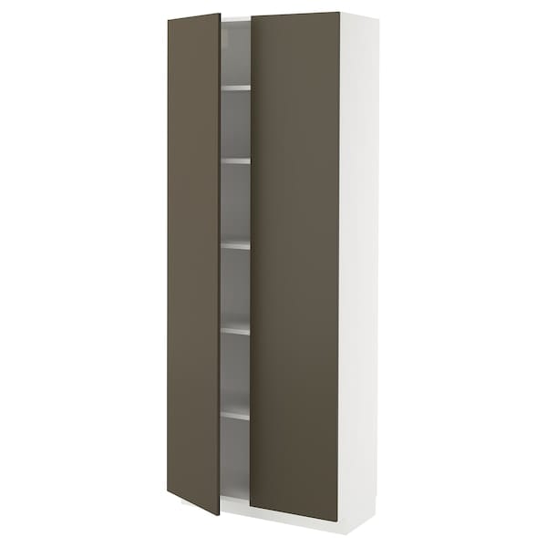 Ikea METOD - High cabinet with shelves, white/Havstorp brown-beige, 80x37x200 cm