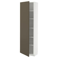 METOD - High cabinet with shelves, white/Havstorp brown-beige, 60x37x200 cm