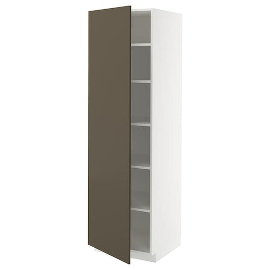 Ikea METOD - High cabinet with shelves, white/Havstorp brown-beige, 60x60x200 cm