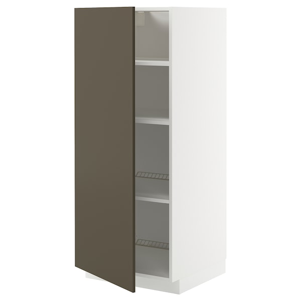 METOD - High cabinet with shelves, white/Havstorp brown-beige, 60x60x140 cm