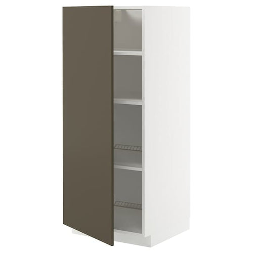 METOD - METOD High cabinet with shelves, white/Havstorp brown-beige, 60x60x140 cm