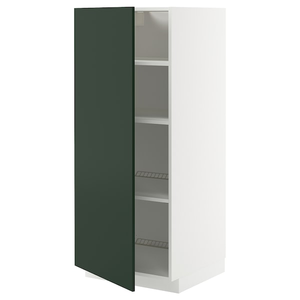 METOD - High cabinet with shelves, white/Havstorp deep green, 60x60x140 cm