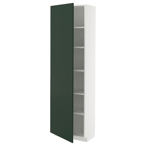 METOD - Tall cabinet with shelves, white/Havstorp green,60x37x200 cm