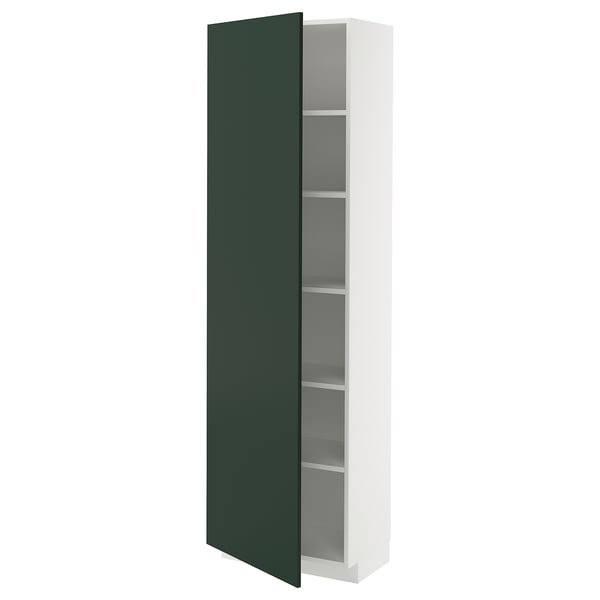METOD - METOD High cabinet with shelves, white/Havstorp deep green, 60x37x200 cm