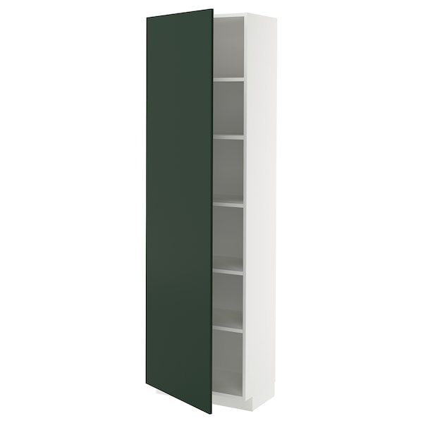 METOD - High cabinet with shelves, white/Havstorp deep green, 60x37x200 cm