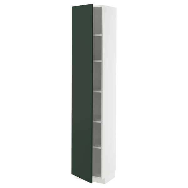 METOD - METOD High cabinet with shelves, white/Havstorp deep green, 40x37x200 cm